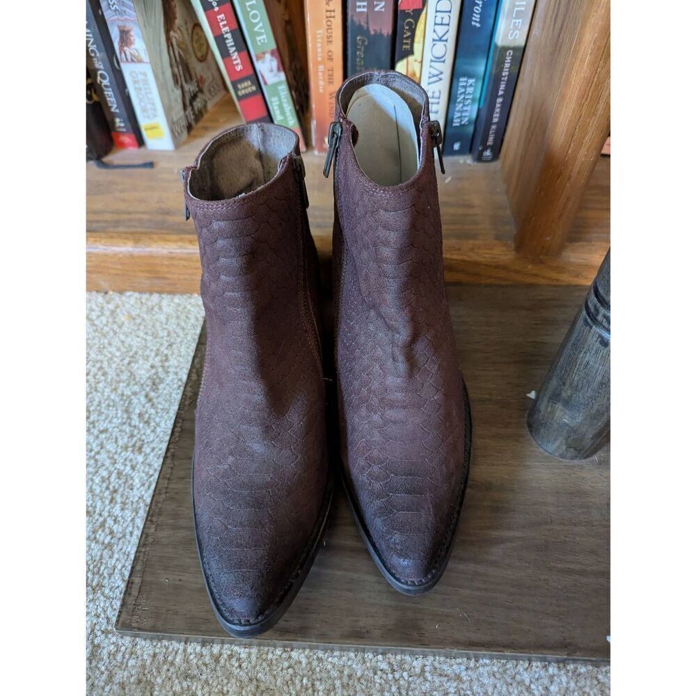 New Free People Flying Ranch Leather Pointed Toe Ankle Booties Boots 38 US 8
